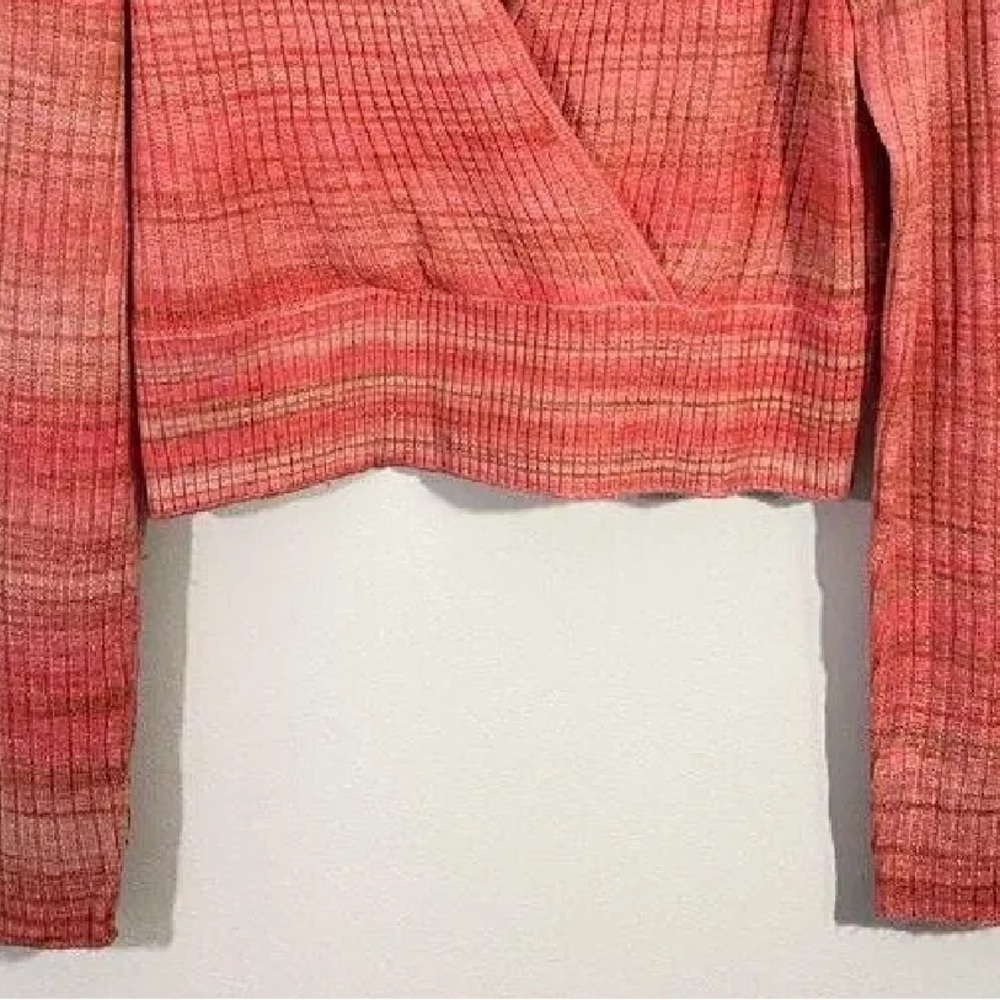 Small   American Eagle Women's Red Space Dyed Faux Wrap
Cropped Sweater - Picture 7 of 11